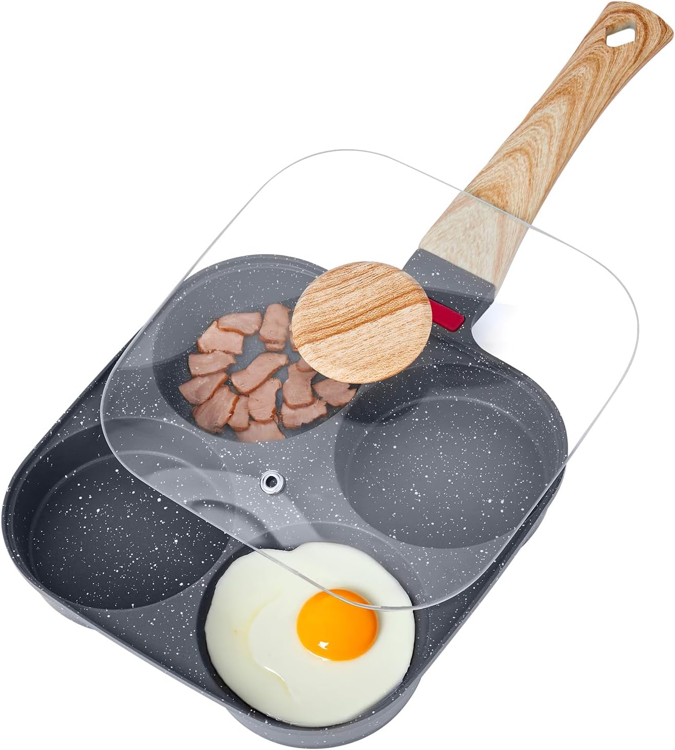 Egg Pan 4-Cup Nonstick Egg Frying Pan Aluminum Skillet Pancakes