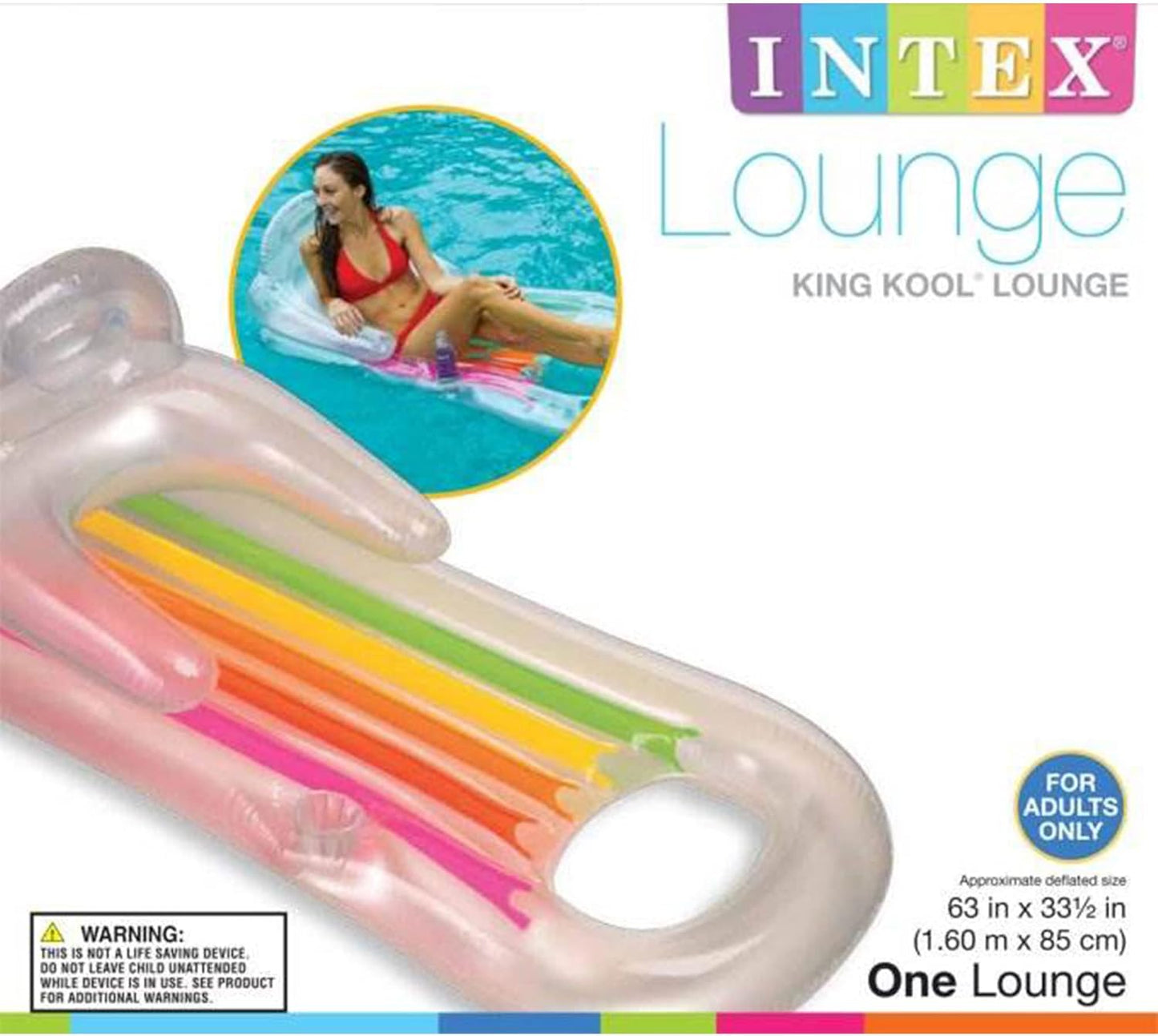 Pool Lounge Inflatable Lounger W/Headrest Blue & Silver Set, 2Pk