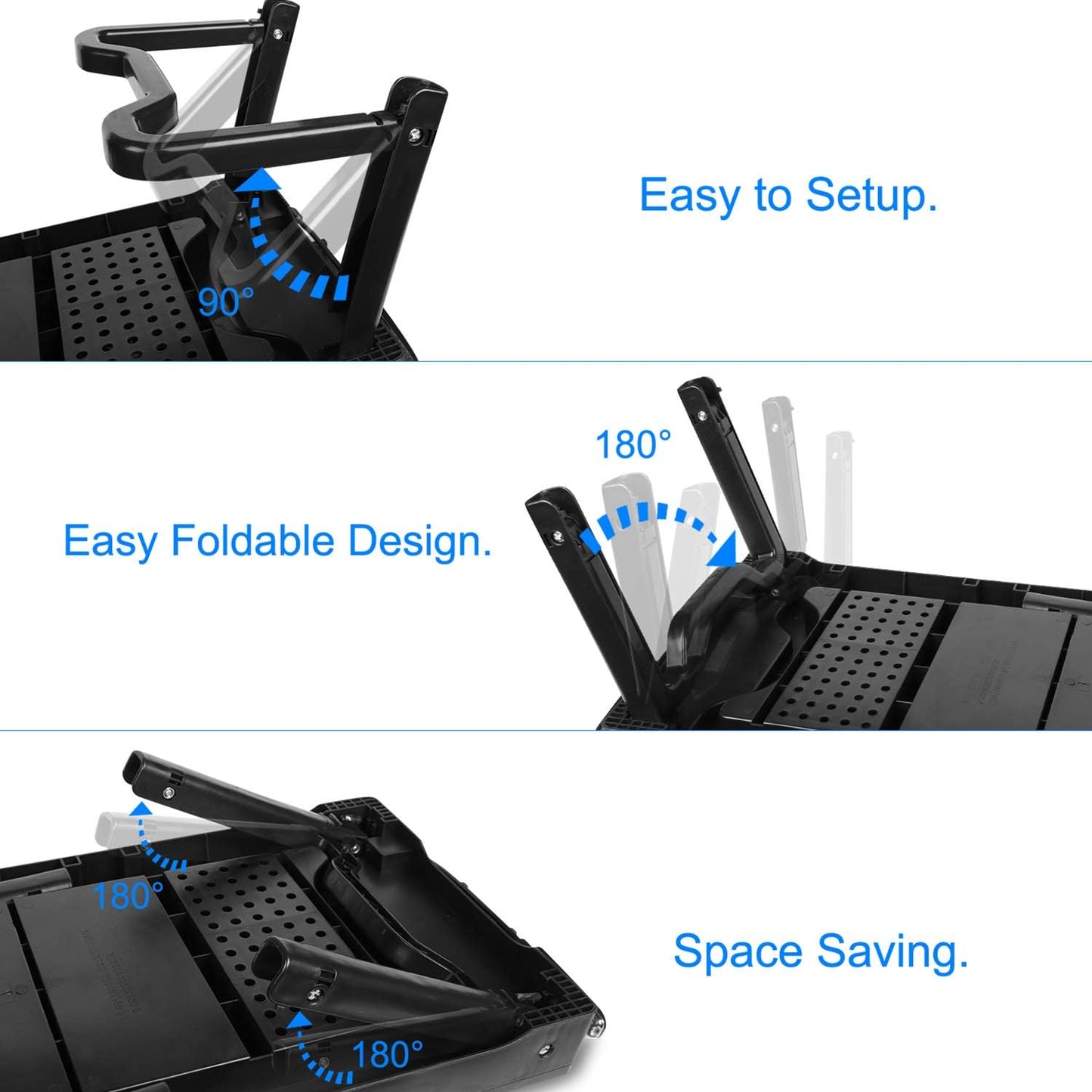 Laptop Desk Foldable W/Cooling Fan USB Hub LED Light Stand Table