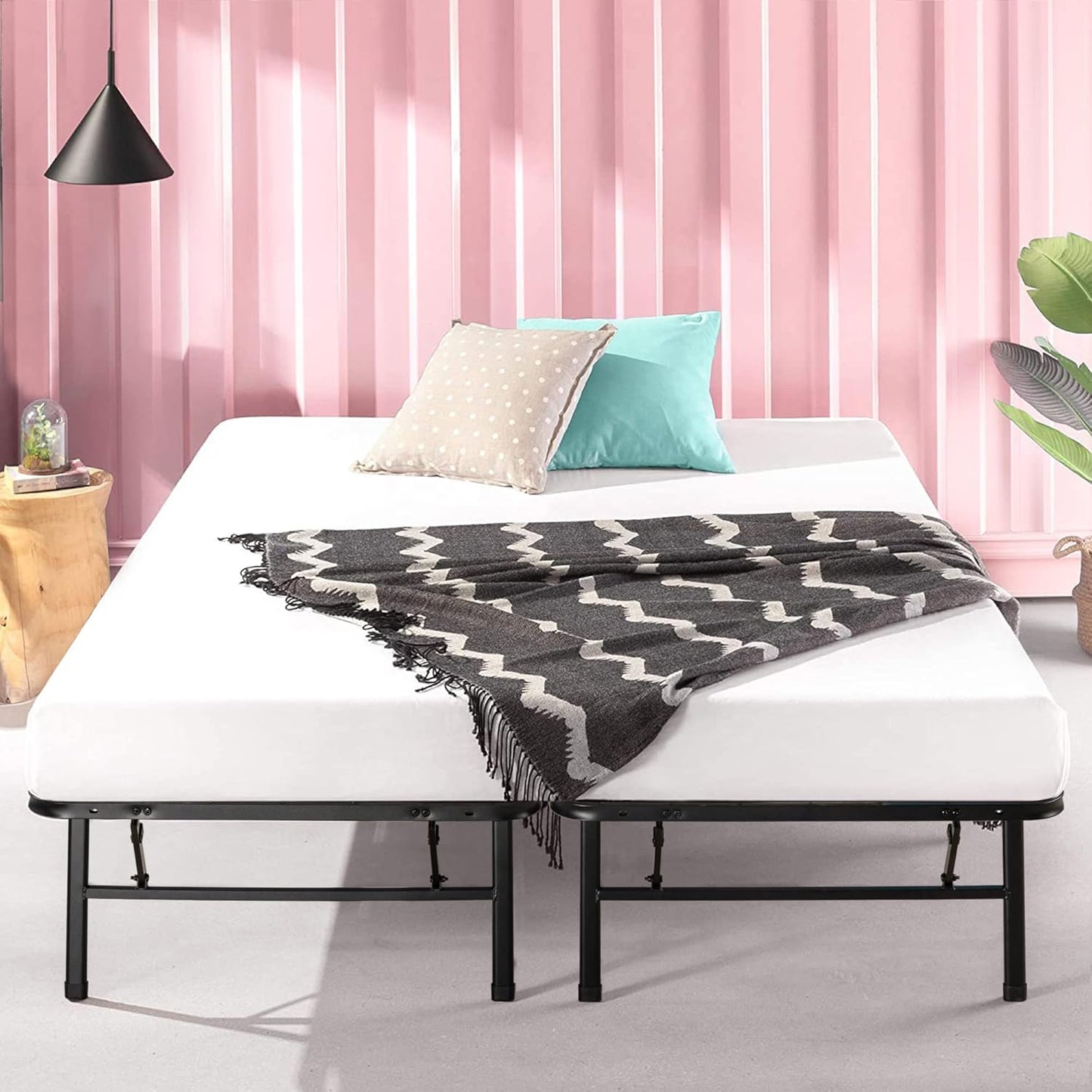 Metal Platform Bed SmartBase 14"H Underbed Steel Frame, Queen