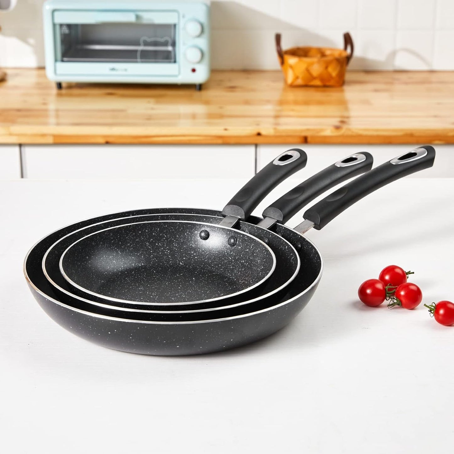 Nonstick Frying Pan Set-3-Pieces Aluminum Skillet,8", 9.5" & 11"