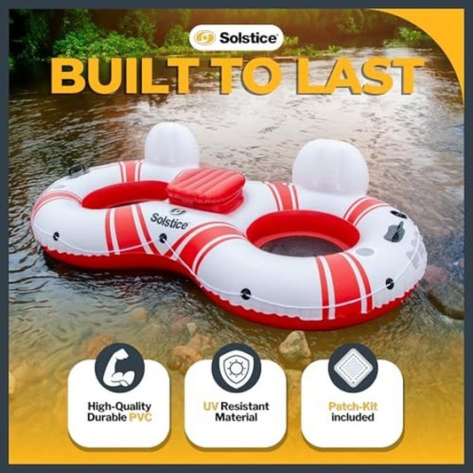 Duo Inflatable Tube Cupholders & Cooler River floating Raft