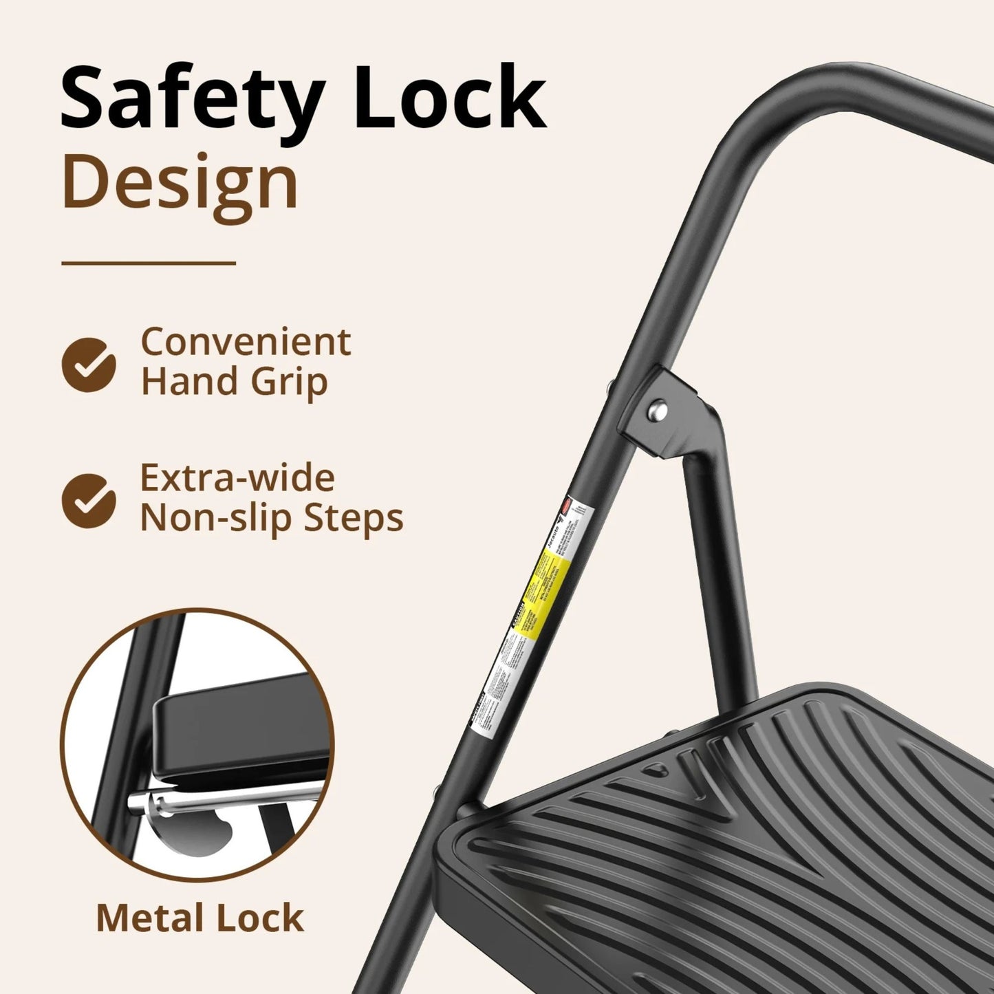 Ladder 2-Step Folding Anti-Slip Pedal Portable Step Stool, Black