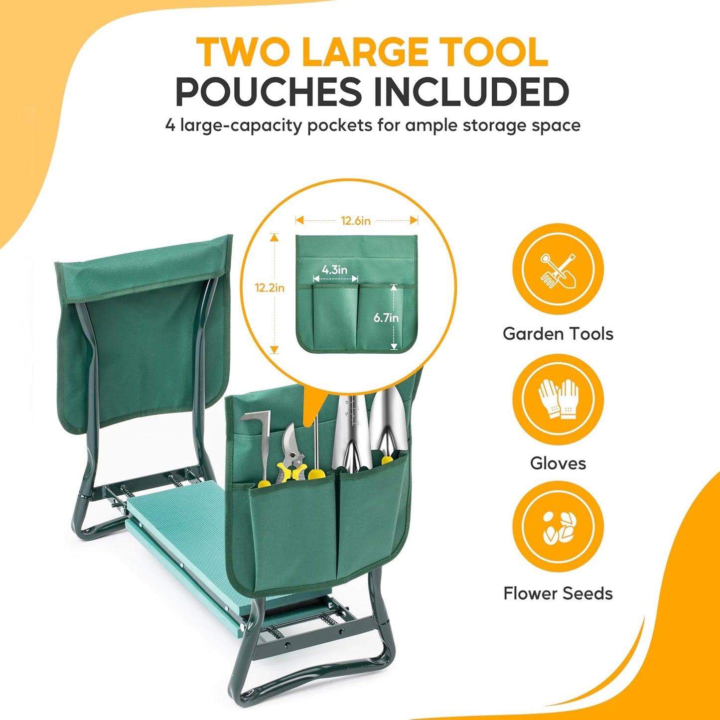 Garden Kneeler Seat Foldable Kneeling Stool Foam Pad Bench