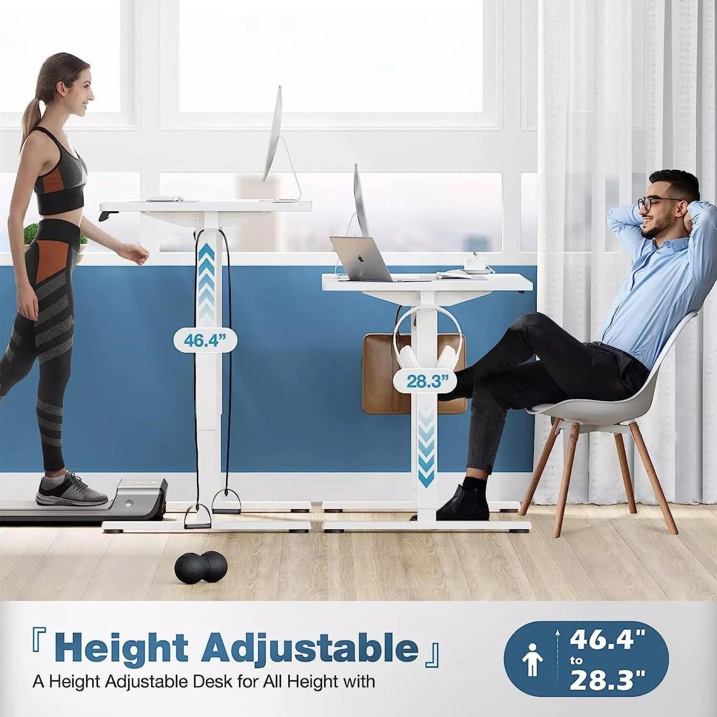 Electric Standing Desk Adjustable Height Sit Office Desk, White
