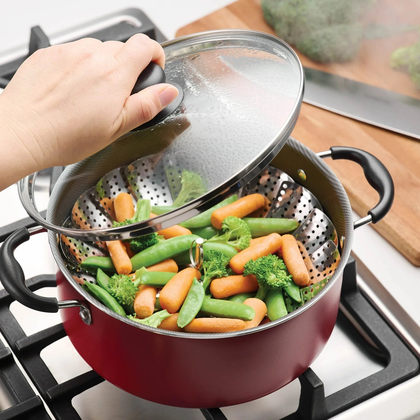 Non-stick Cookware Set Saucepan Utensil Set , 18 Pieces - Red