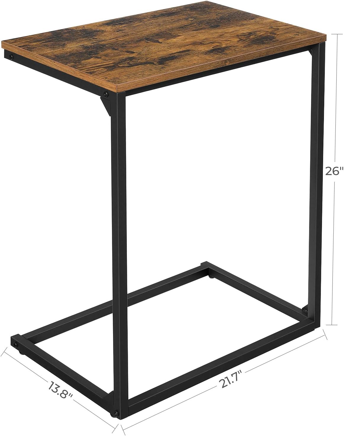 Bed Table C Shaped Couch Desk Tray Stand Sofa Side Table, Brown