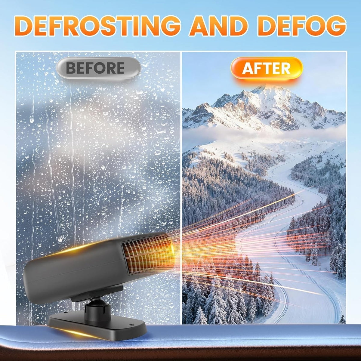 Portable Car Heater 12V Defroster 200W Defogging Car Fan Heater