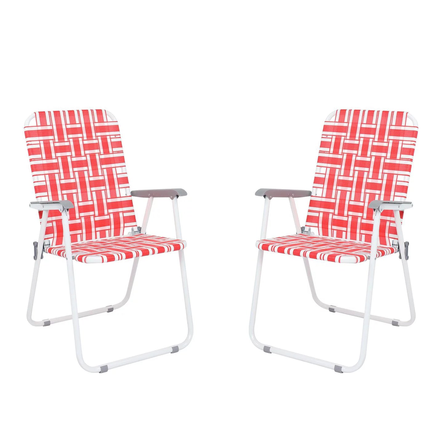 Folding Lawn Chair Portable Beach Red Camping Chair-2 Pack