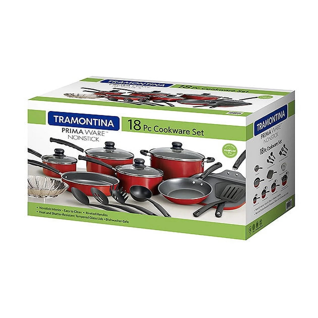 Non-stick Cookware Set Saucepan Utensil Set , 18 Pieces - Red