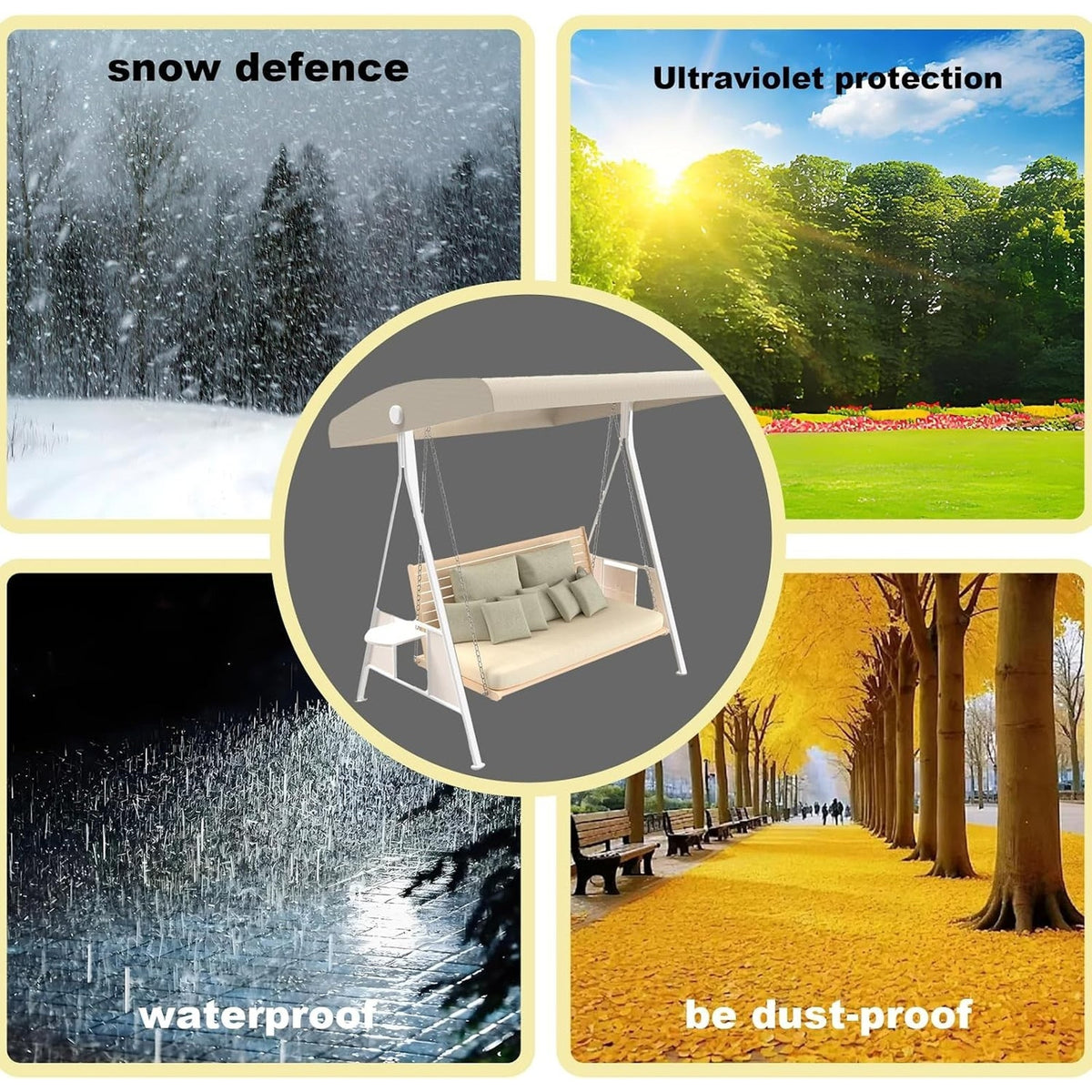 Swing Canopy Replacement Canopy Waterproof Seat Top Cover, Beige