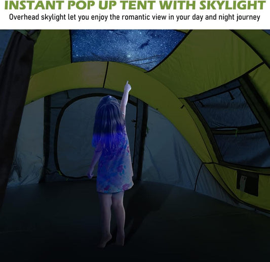 Instant Pop Up Tent 2 Doors & Windows 4 Person Camping Tents