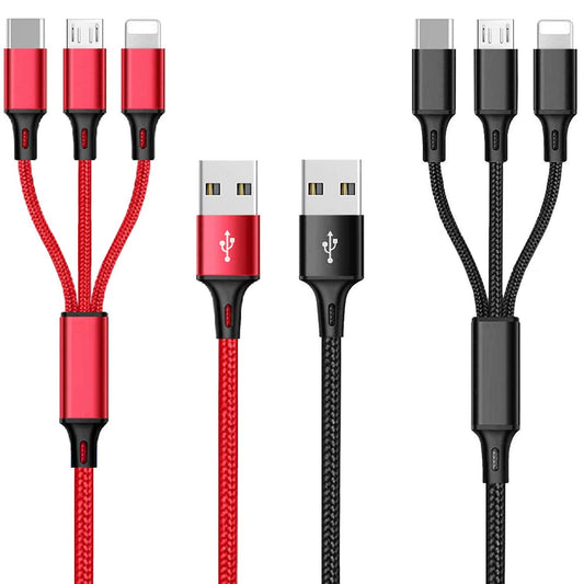 Multi Charging Cable USB Type-C Universal 4Ft Cord Adapter, 2Pack