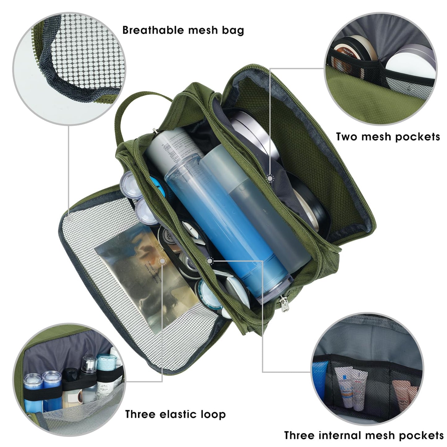 Toiletry Bag Hanging Dopp Kit Shaving Small Toiletry Bag, Green