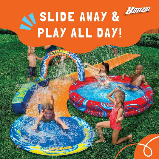 Cyclone Splash Park Inflatable W/ Sprinkling Slide & Aqua Pool