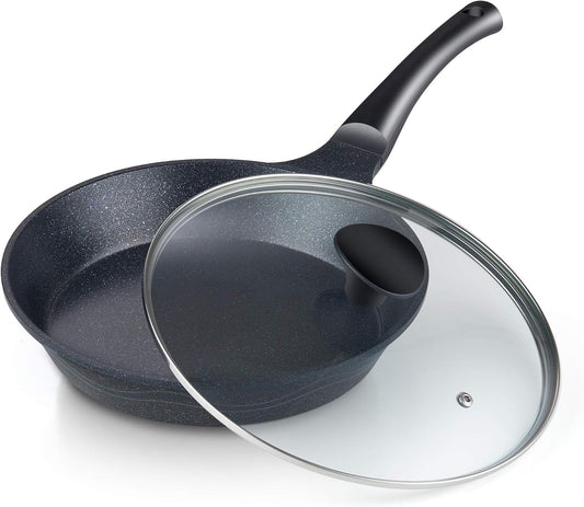 Cook N Home Fry Pan Marble Nonstick Cookware Sauté W/Lid, 10.5"