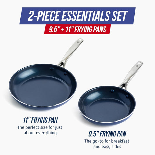 Blue Diamond Set Of 2 Pan Enhanced Ceramic Nonstick Frypan, 9.5" & 11"