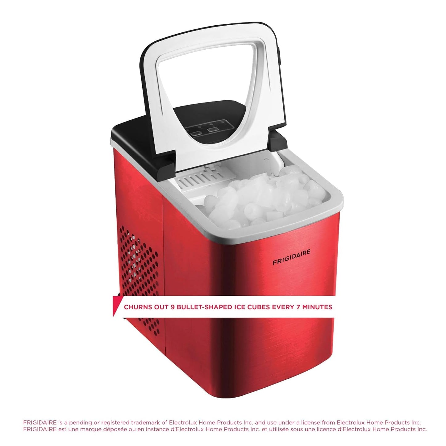 Frigidaire Ice Maker Two Size Maker 26lb Ice Production, Red