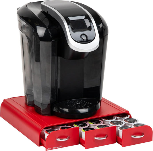 Mind Reader 36 Capacity K-Cup Triple Drawer Coffee Pod Holder-Red