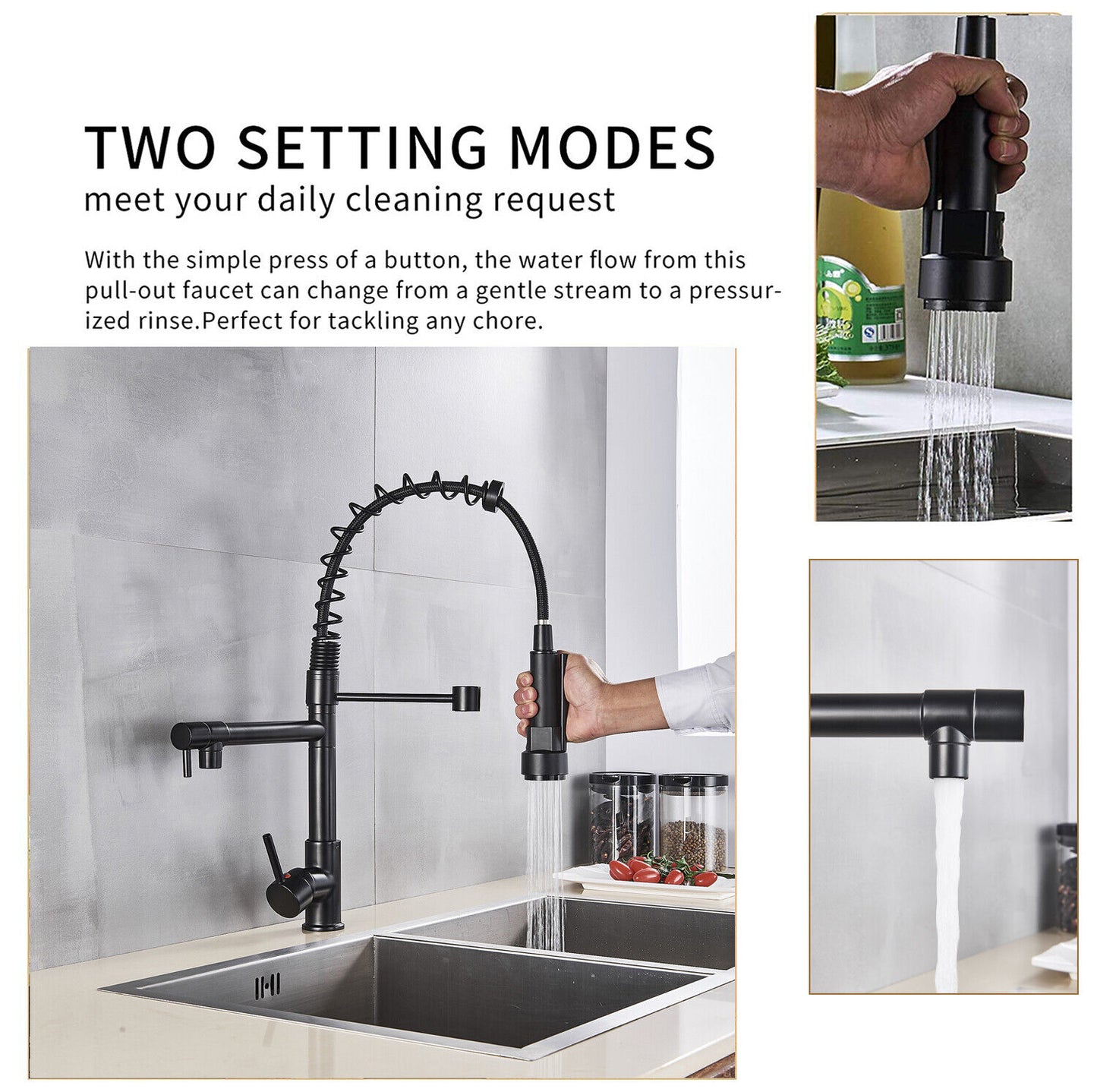 Kitchen Faucet Deck Mounted Single Handle Pull Down Sprayer