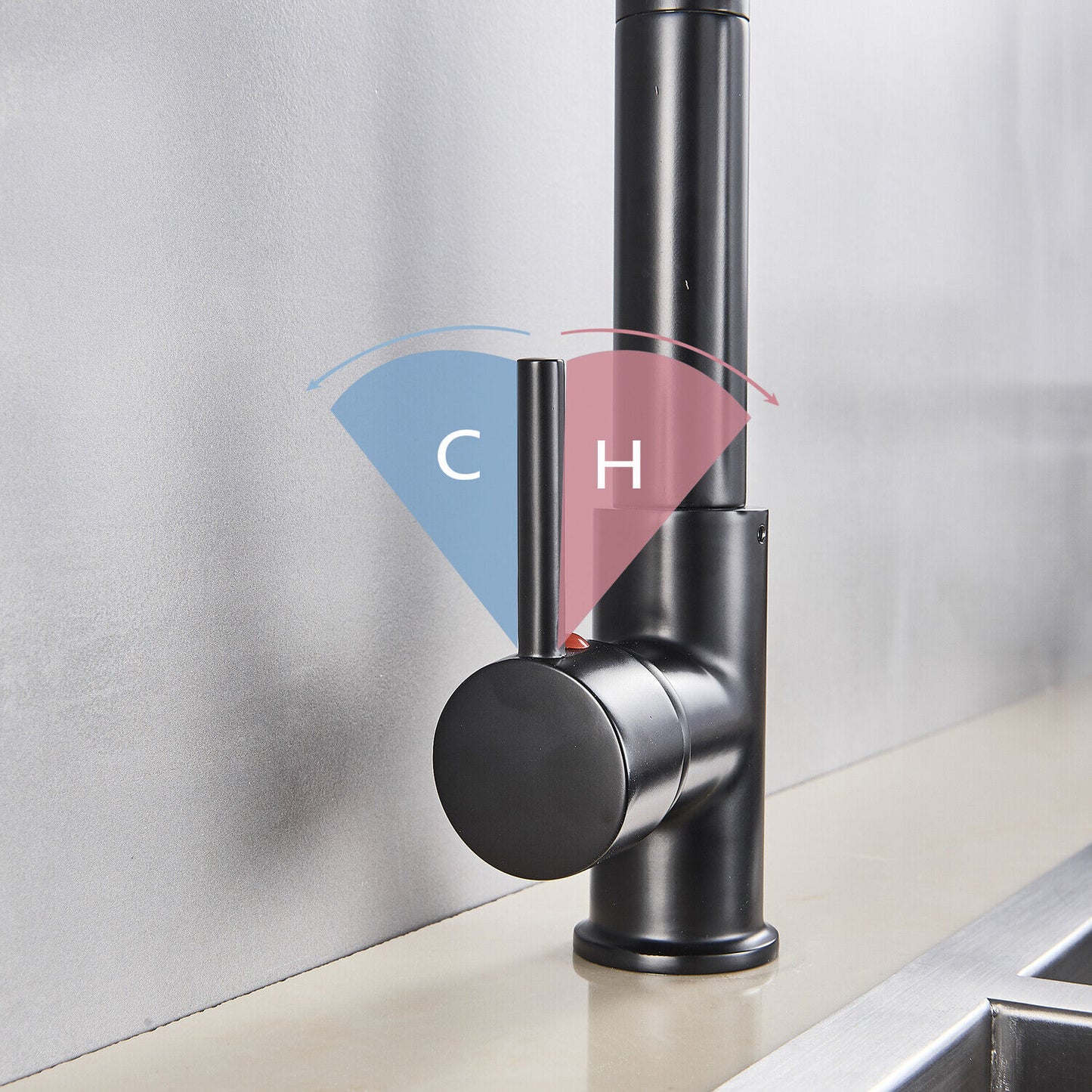 Kitchen Faucet Deck Mounted Single Handle Pull Down Sprayer