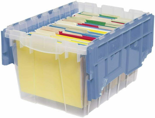 Akro-Mils 12-Gallon Plastic Storage KeepBox with Attached Lid, Clear