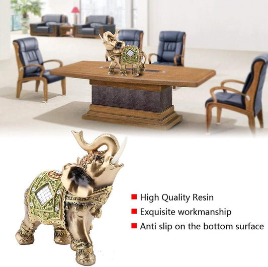 Elephant Statue Lucky Feng Shui Green Elephant Sculpture Decor_Medium