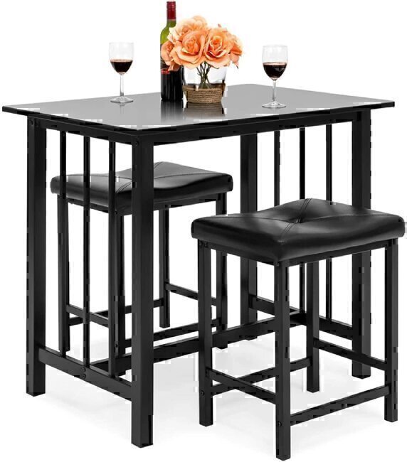 Home Furniture 3-Pices Height Dining Table Set with 2 PU Stools