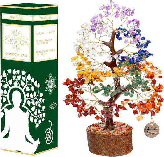 Handmade Crystal Tree Golden Wire Positive Energy Warming Gift