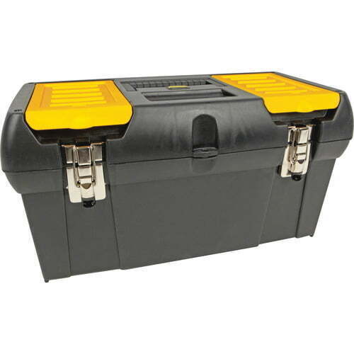 Tool Box W/ Latching Closure Portable Tote Tray Organizer - Black