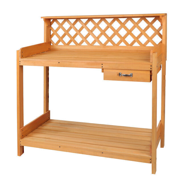 Storage Bench Garden Potting Bench Wood Organizer Garden Tools Cabinet