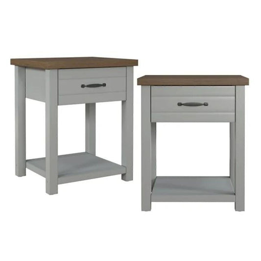 Hillsdale Nightstands Oak Top Single Drawer, Set of 2, Gray