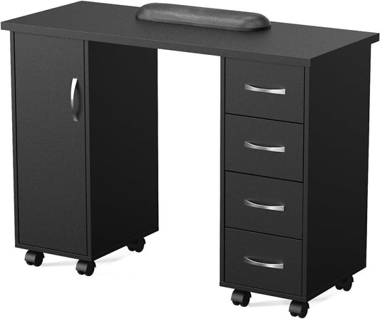 Manicure Table Nail Desk Spa Salon Beauty Workstation, Black