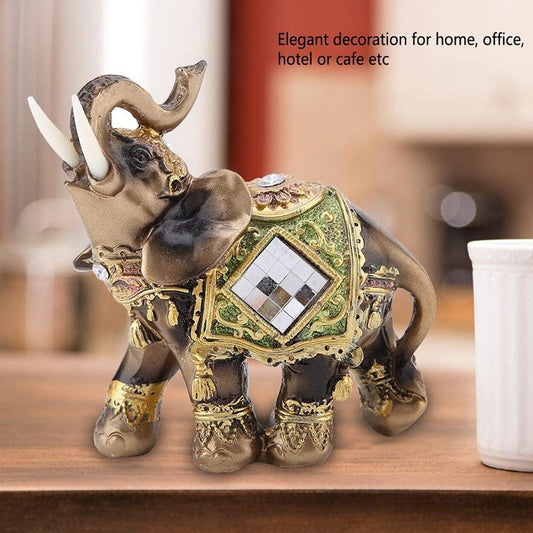 Elephant Statue Lucky Feng Shui Green Elephant Sculpture Decor_Small