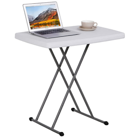 Folding Table Height Adjustable Table Desk Metal Frame Home Tray