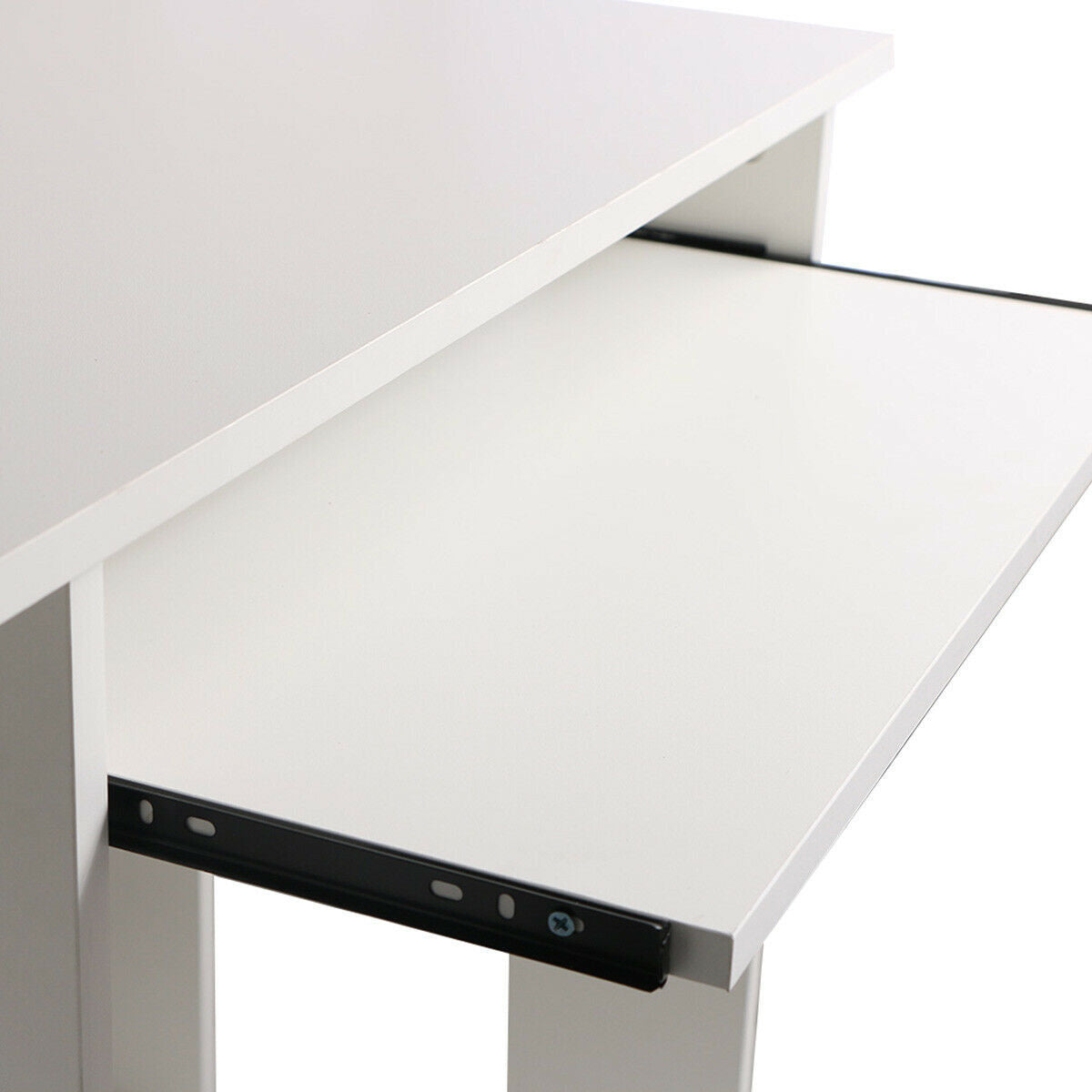 Contemporary White Office Desk with 3-Tier Shelves Workstation