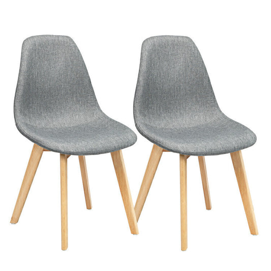 Modern Dining Chair Set Wood Legs Fabric Cushion Seat, Set of 2