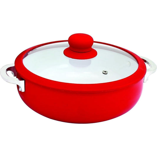 IMUSA Caldero 3.2Qt Nonstick Dutch Oven Caldero W/Glass Lid, Red