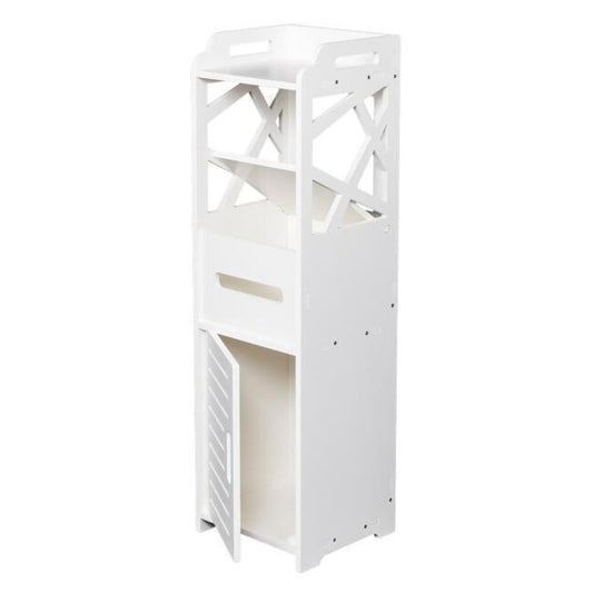 Modern 3 Tier Storage Bathroom Cabinet Wooden Slim Shelf Cupboard Unit