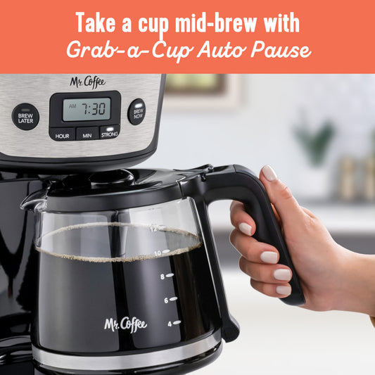 Mr. Coffee 12-Cup Programmable Coffee Maker, Strong Brew Selector