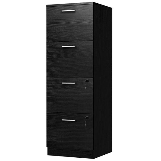 4-Drawer Wood File Cabinet Vertical Office Filing Cabinet w/ Lock