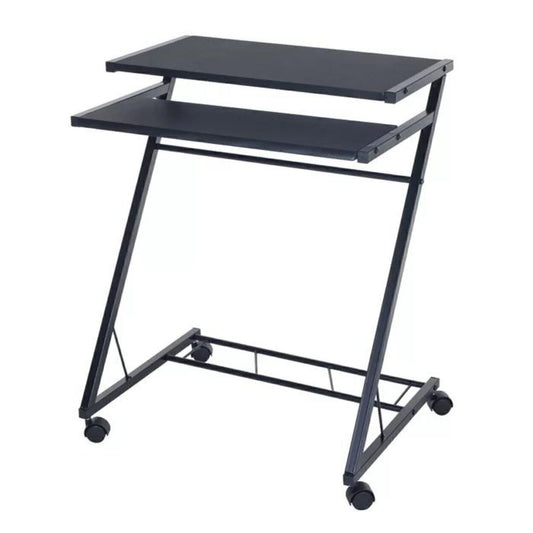 Mobile Laptop Desk Standing Keyboard Tray Rolling Computer Desk, Black