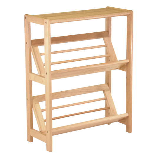 Wood Juliet Tilted Bookshelf 2-Tier Stand Natural Finish Book Storage