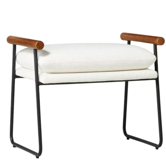 Metal & Wood Ottoman Soft Fabric upholstery Cushioned Ottoman