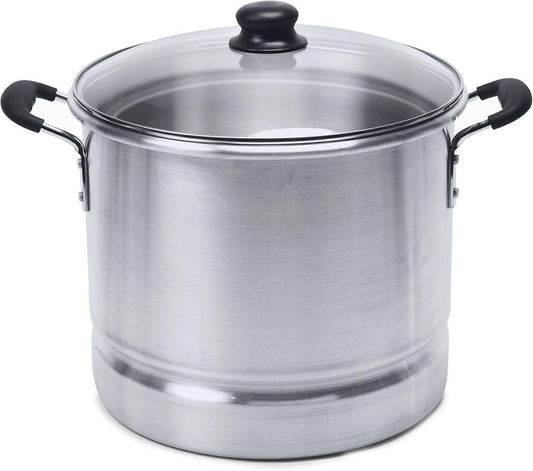 IMUSA Aluminum Steamer with Glass Lid Steamer Pot 10-Qt, Silver