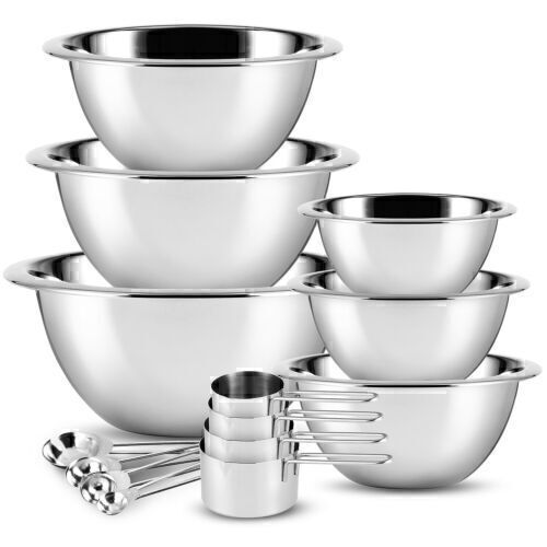 Mixing Bowls Set 14 Pieces Bowl Set W/ Measuring Cups and Spoons