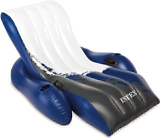 Inflatable Floating Lounge Pool Recliner Chair with Cup Holder