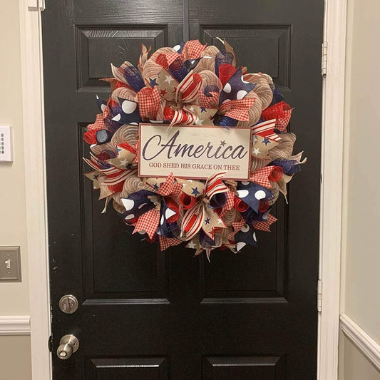 Patriotic Independence 4th of July Memorial Day Wreath Hanging Decor