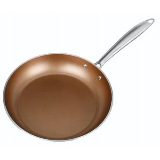 Red Copper Fry Pan Ceramic Copper Nonstick Non Scratch Pan, 12"