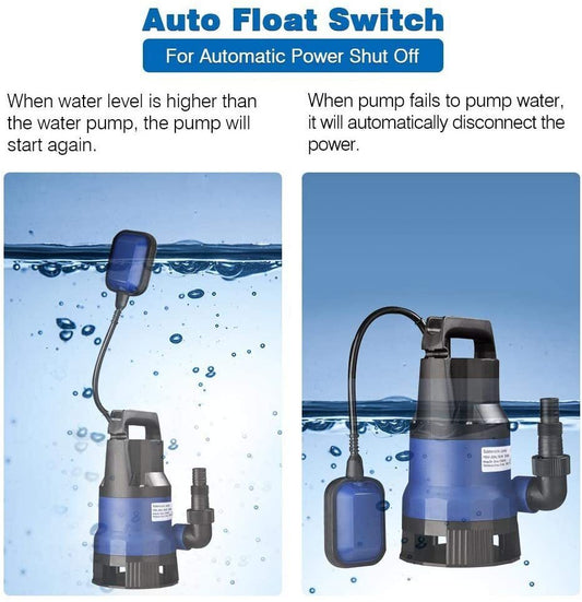 Submersible Dirty Water Pump Flooding Pool Draining Tool 1HP, 3400GPH